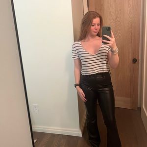 ZARA | navy and white stripped crop top